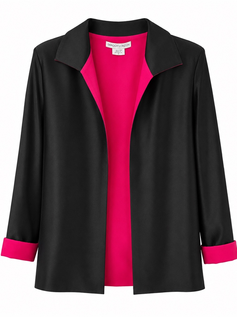 Maggy London Black Jacket with Hot Pink Interior